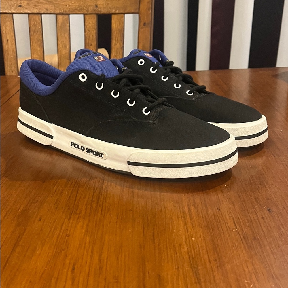 Polo Sport Ralph Lauren Vintage Boat Shoes Sneakers black purple Mens Size 13